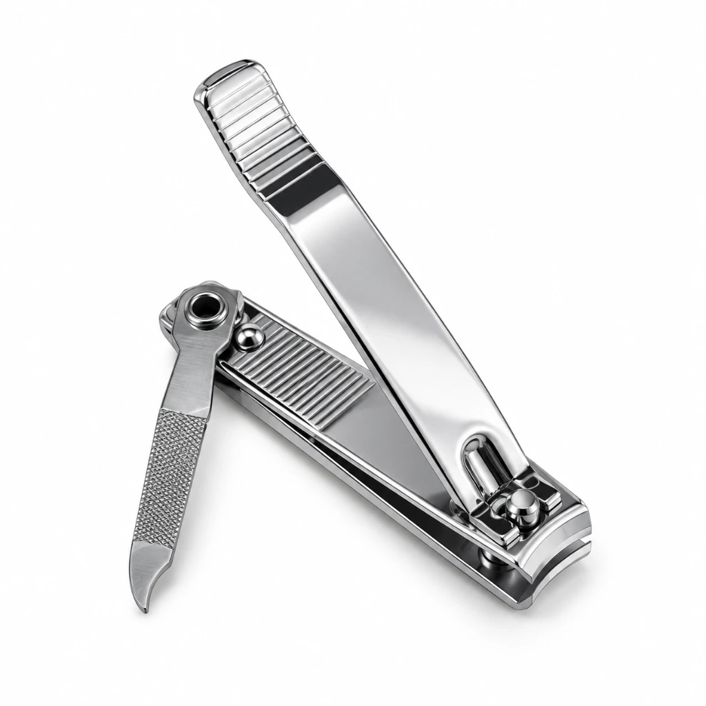 Cortauñas de corte frontal con lima y cadena acero templado plata1140-LB (2).webp