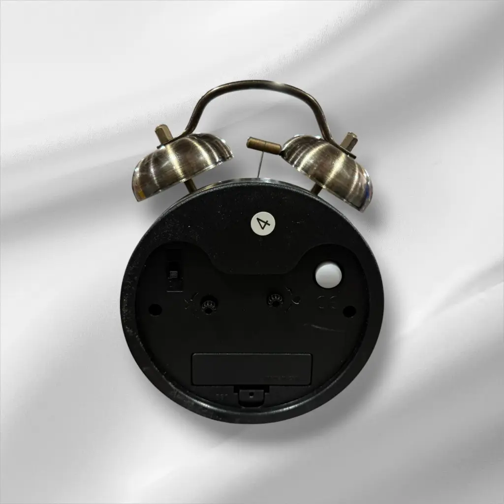 Reloj despertador latón antiguonegro10cm  Twin Bell  (2).webp