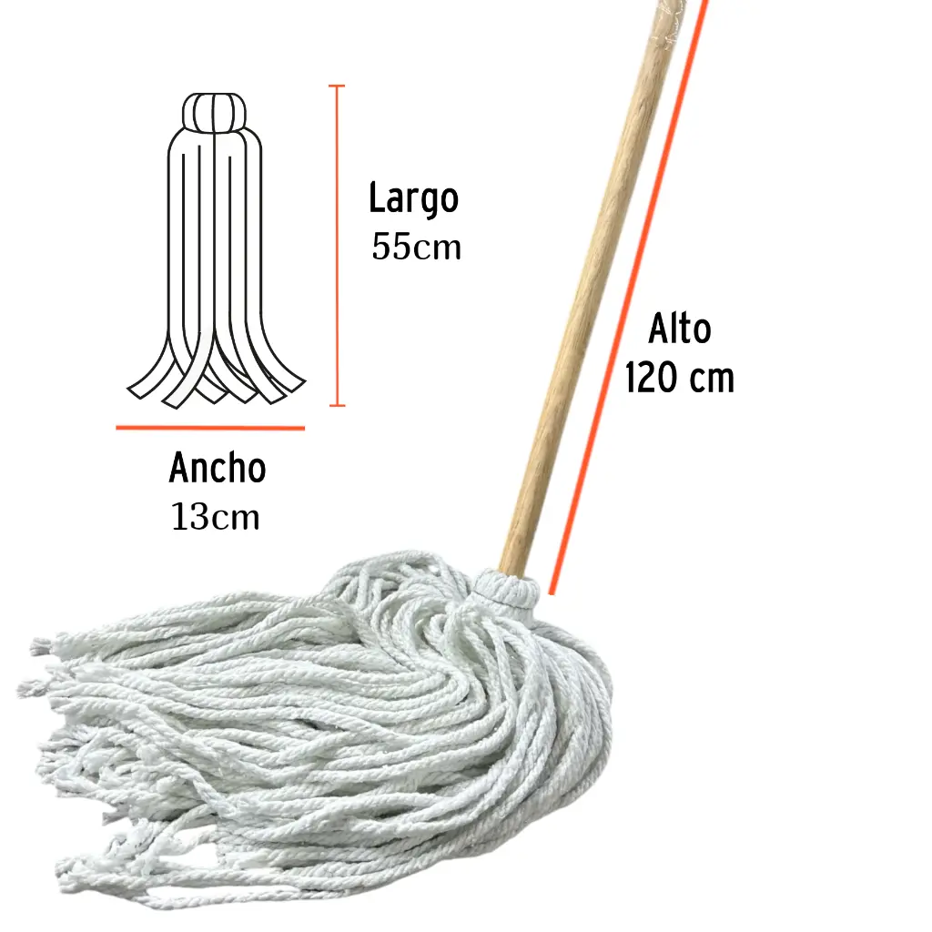 Trapeador Grande tipo mechudo de Algodón  Pabilo medidas.webp