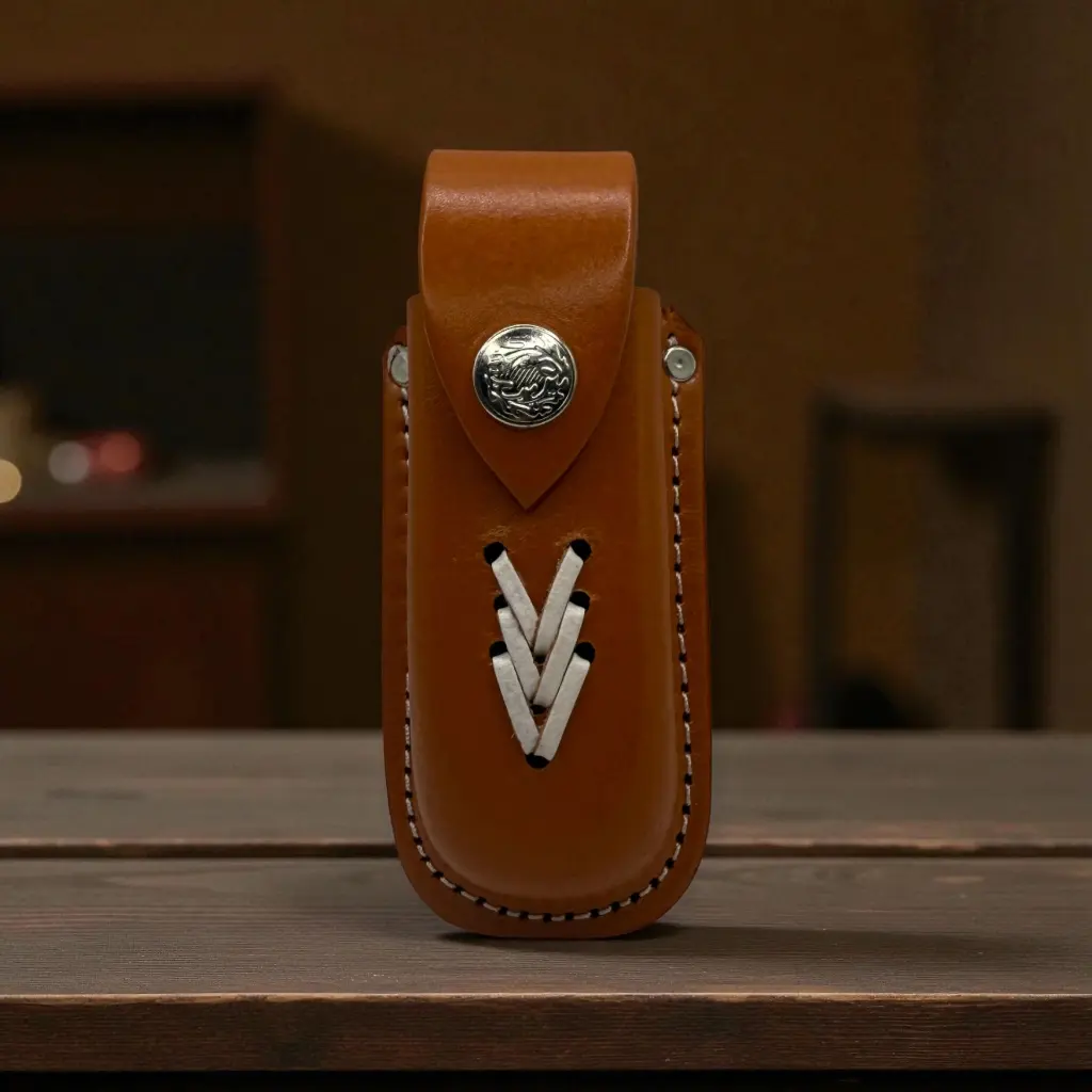 Funda de cuero T5 GDE para navaja negra-cafe 1.webp