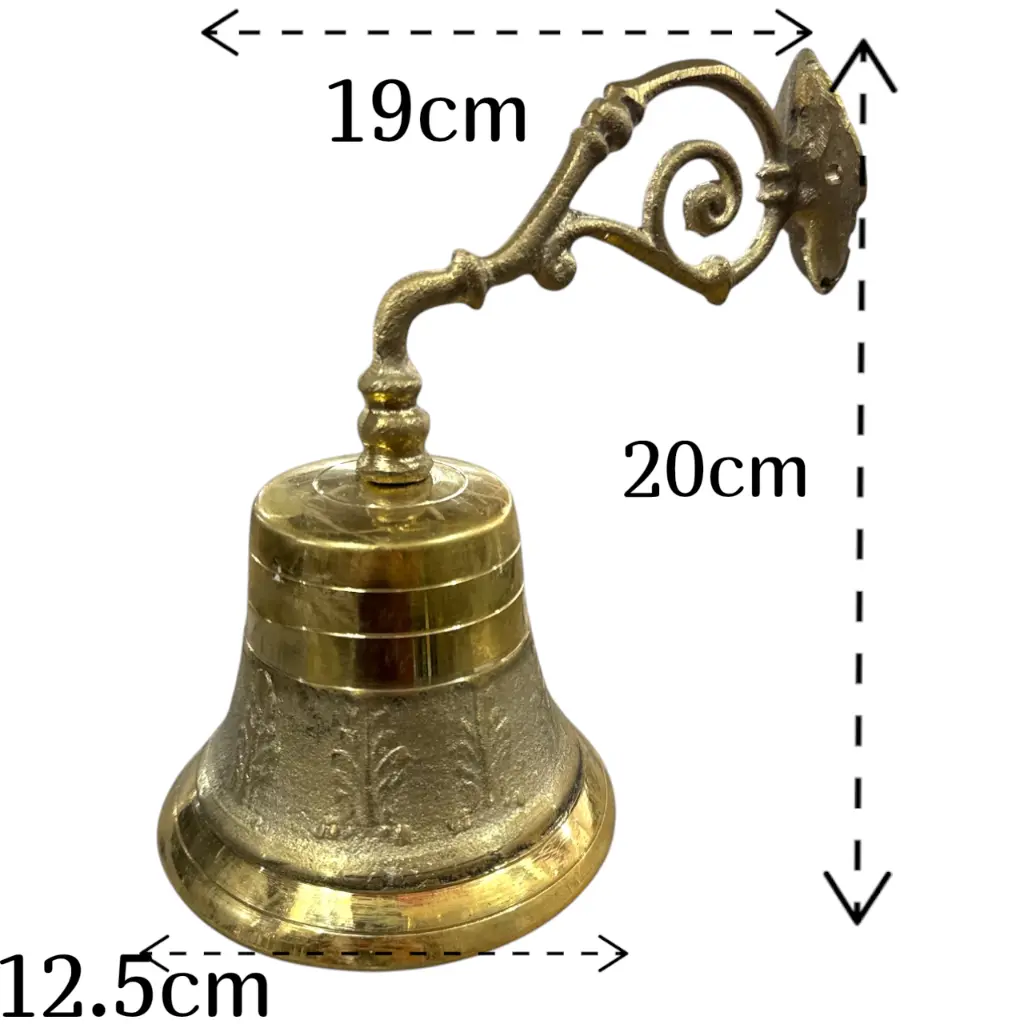 Campana de bronce #8 con brazo  medida.webp