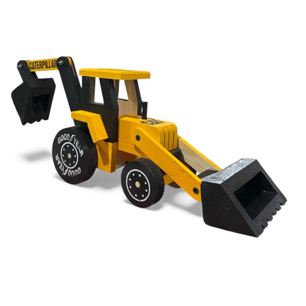 Juguete Retro excavadora de madera Mediano Pintado  Caterpillar  (3).webp
