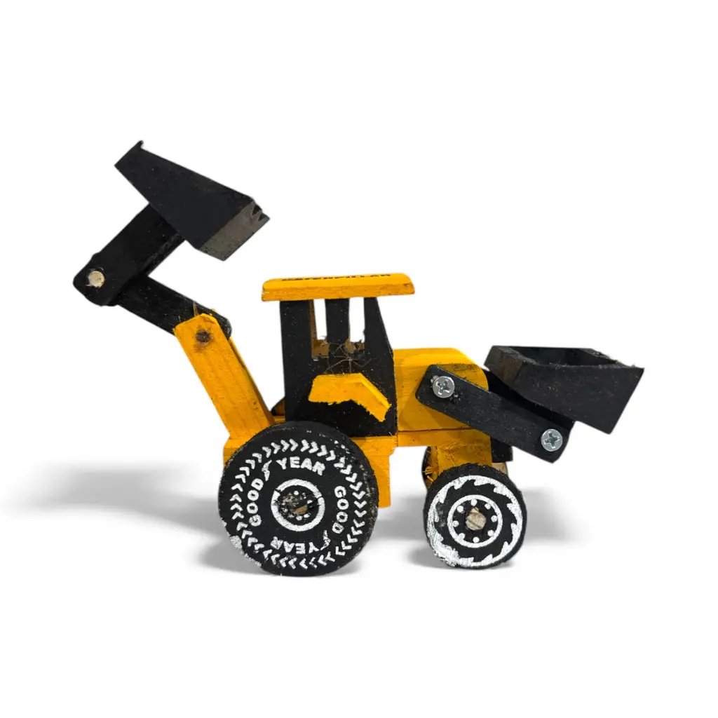 Juguete Retro excavadora de madera Chico Pintado  Caterpillar   (2).webp
