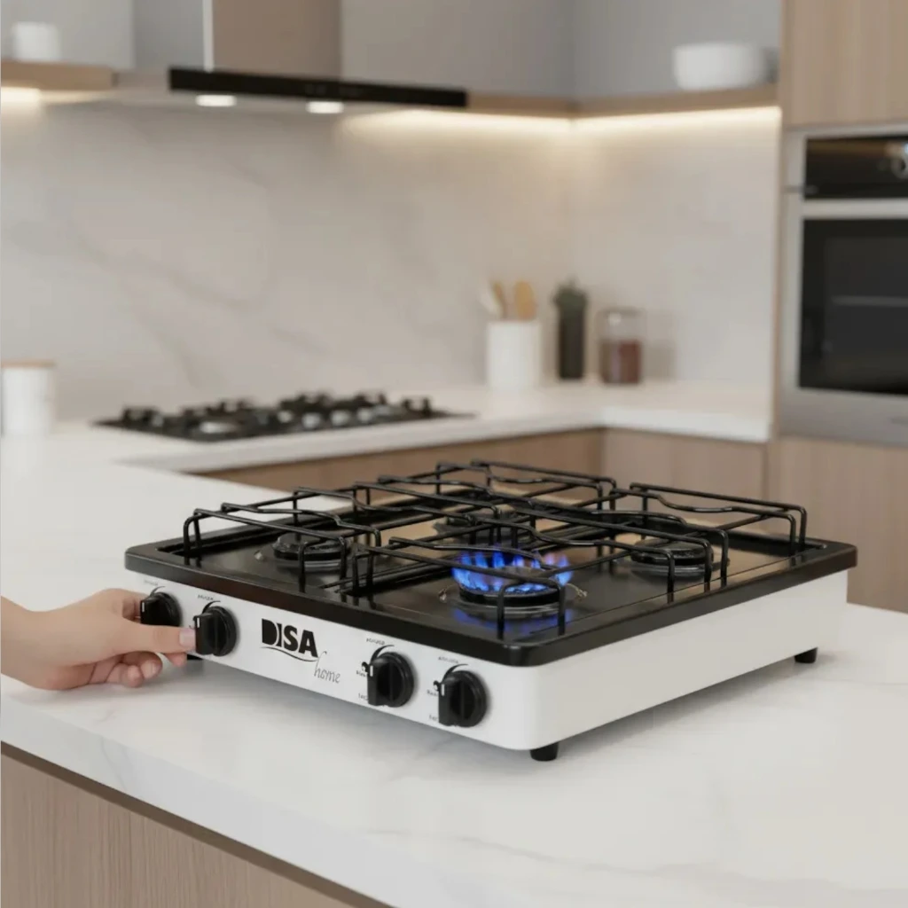 Parrilla para gas 4 quemadores blanco metálica  Disa (1).webp