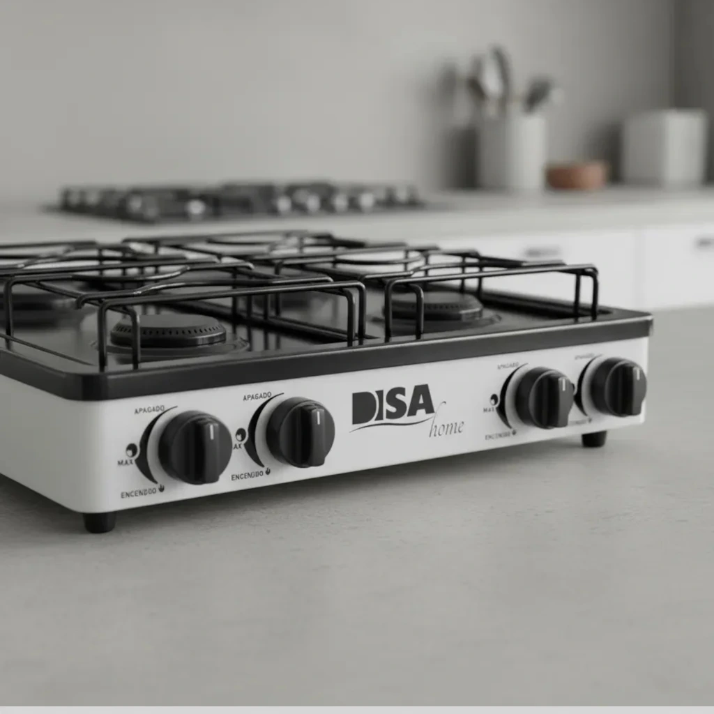 Parrilla para gas 4 quemadores blanco metálica  Disa (3).webp