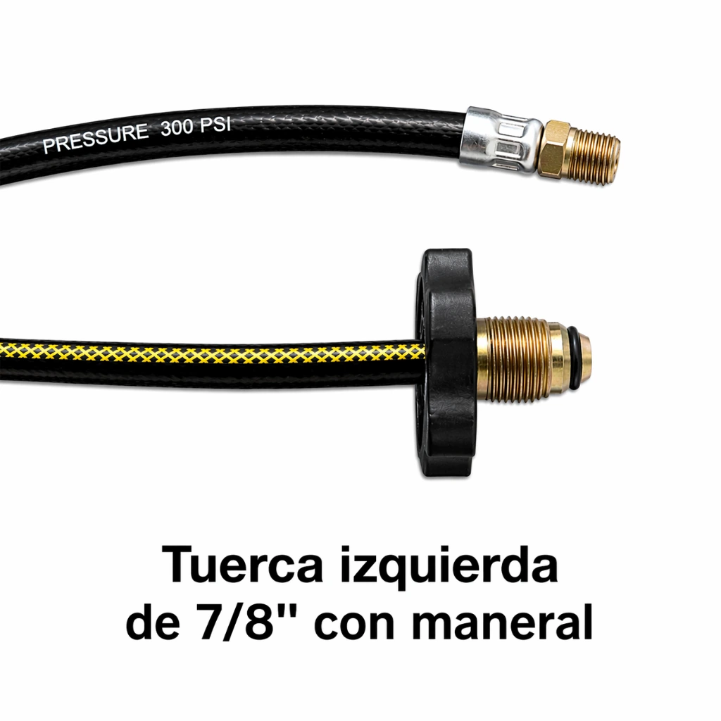 Manguera para gas 2m negra uso rudo con P.P y Tuerca Izq.  Psi 14 (1).webp