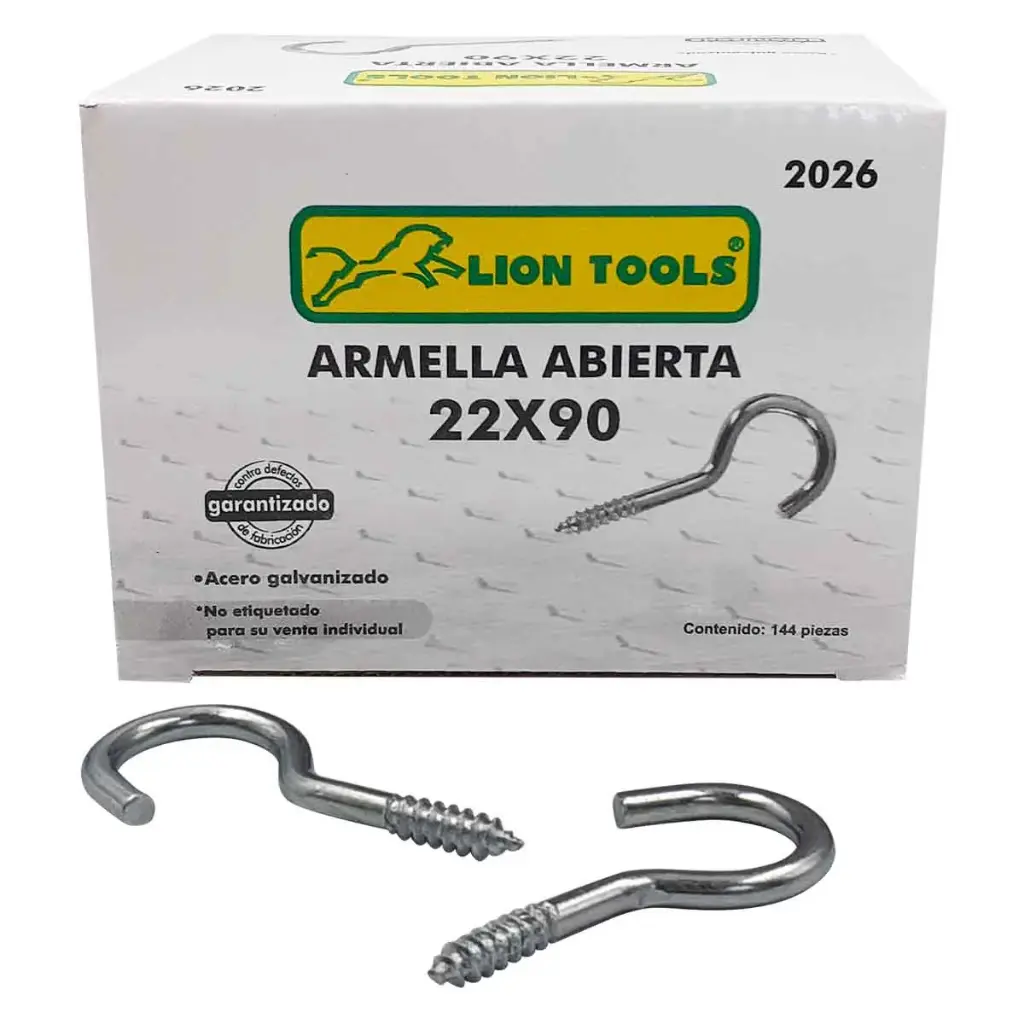 [2026] Caja con armella abierta 22 x 90 | Lion Tools con 144 pzas
