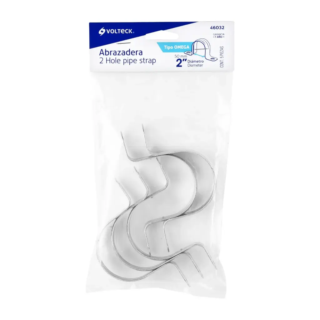 [46032] Bolsa abrazadera omega 2" con 5 pzas pared delgada | Volteck
