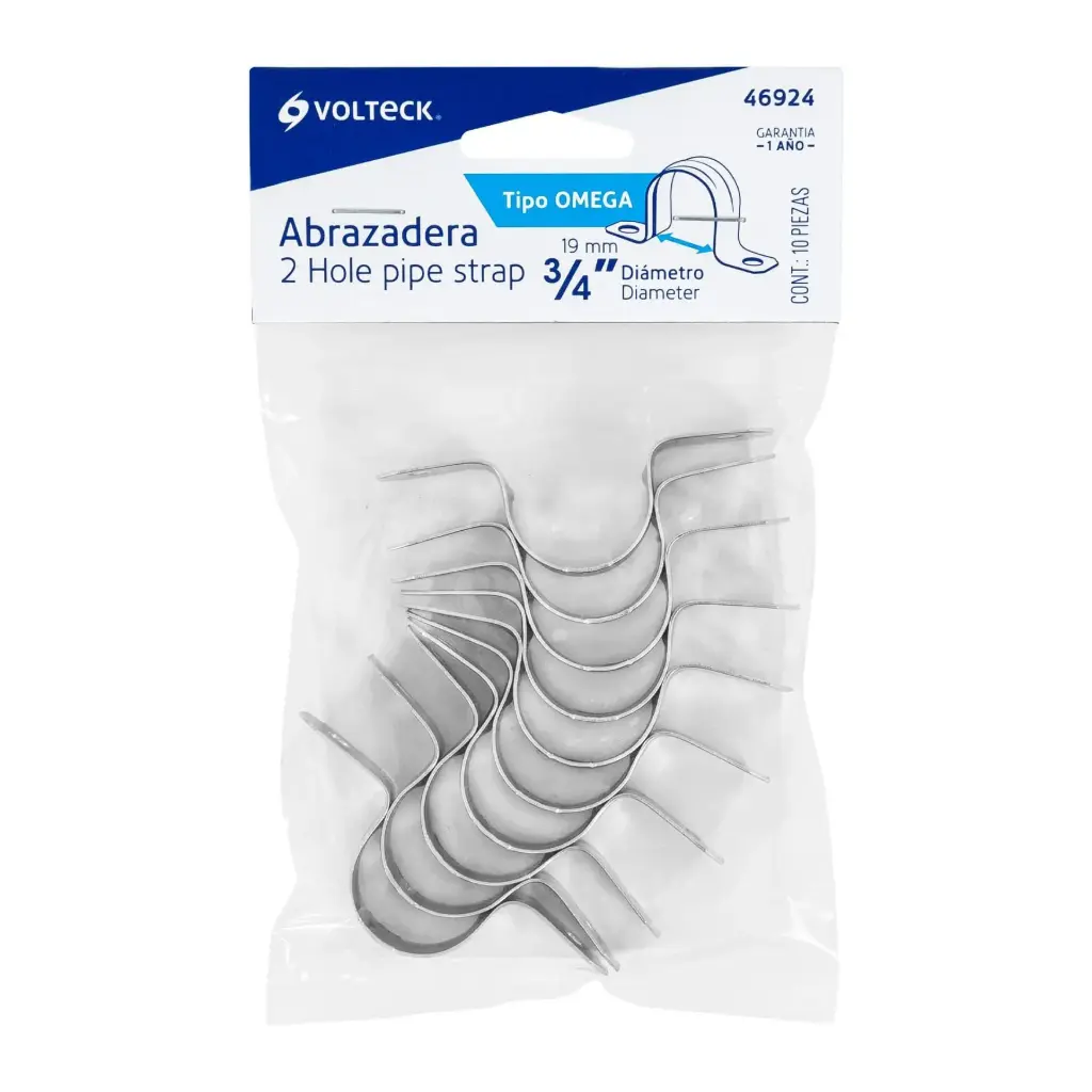 [46924] Bolsa abrazadera omega 3/4" con 10 pzas pared delgada | Volteck
