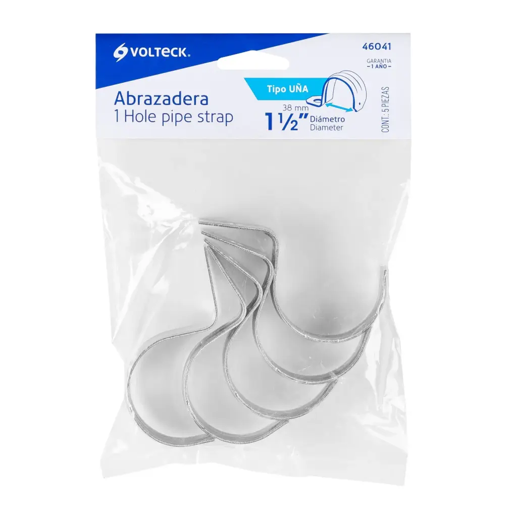 Bolsa abrazadera uña 1 1/2" con 5 pzas pared delgada | Volteck