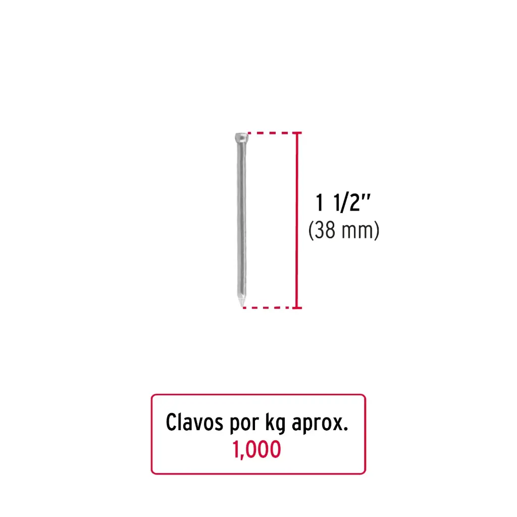 Kilo clavo 1-1/2" s/cab para madera | Fiero