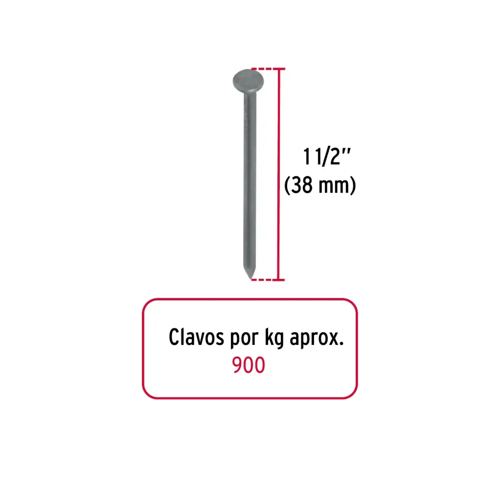 [44151] Kilo clavo 1-1/2" c/cab para madera | Fiero
