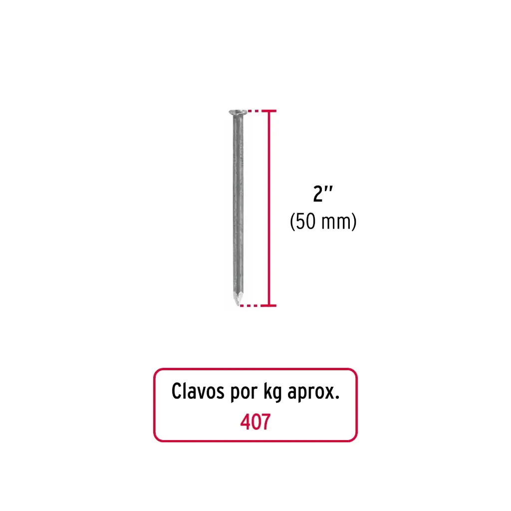 Kilo clavo 2" c/cab para madera | Fiero
