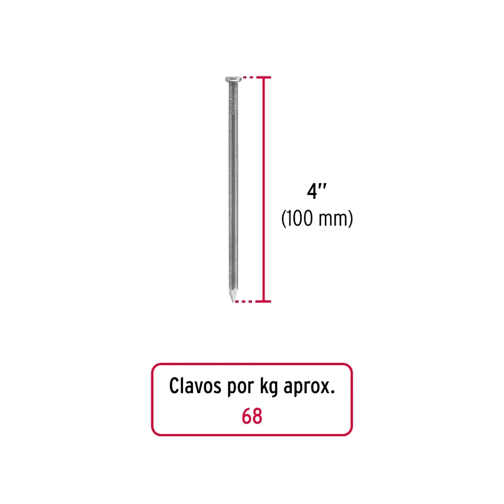 Kilo clavo 4" c/cab para madera | Fiero