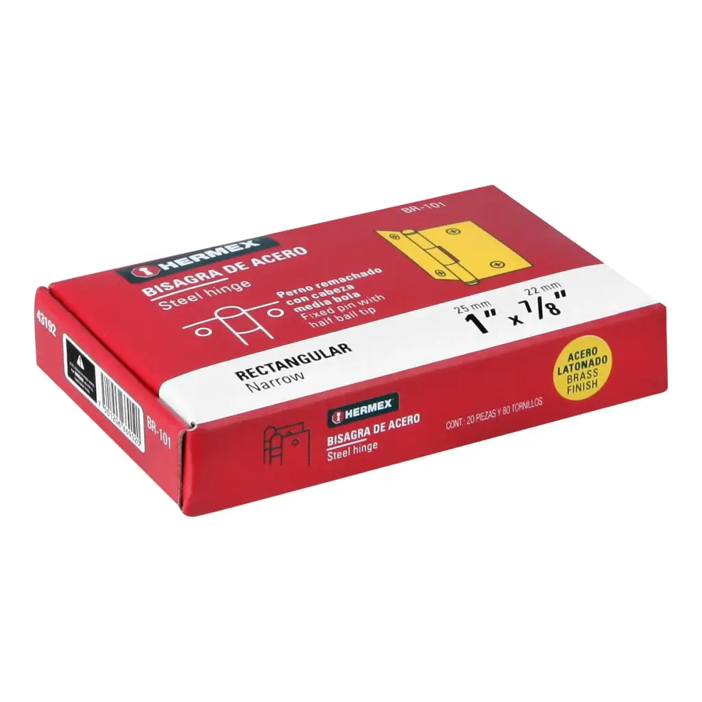 [43192] Bisagra rectangular 1" acero latonado | Hermex