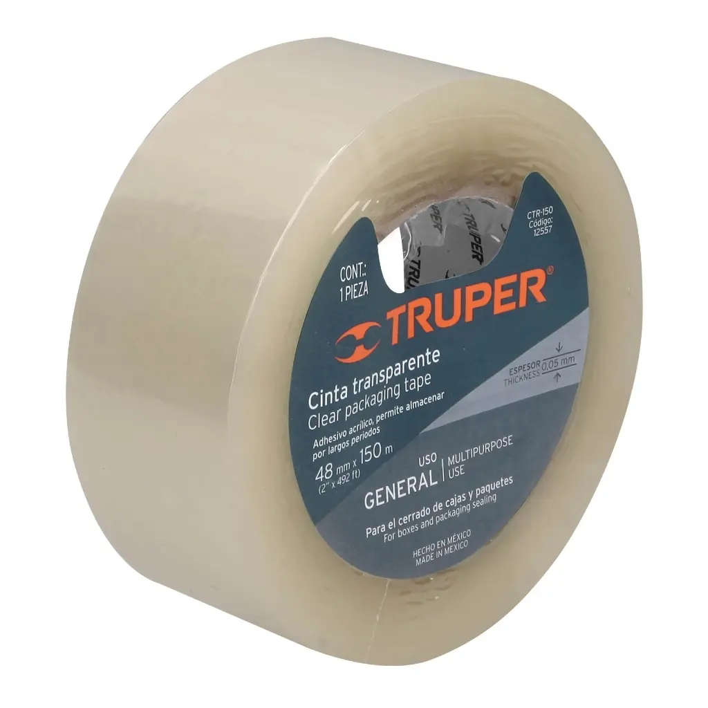[12557] Cinta de empaque transparente 48 mm x 150 m | Truper