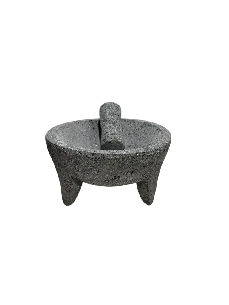 Molcajete 8" de piedra pulido con piedra