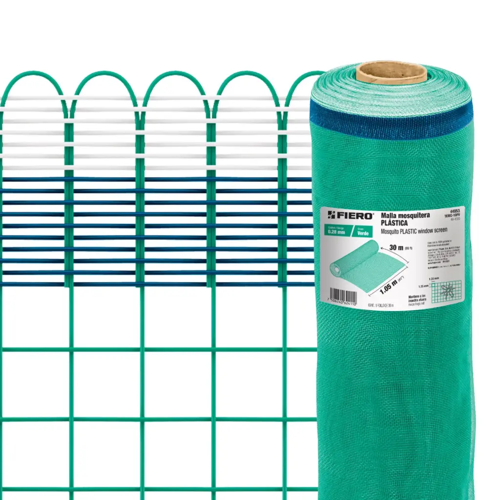 Rollo malla mosquitera 1.05 m plástica verde con 30 metros | Fiero