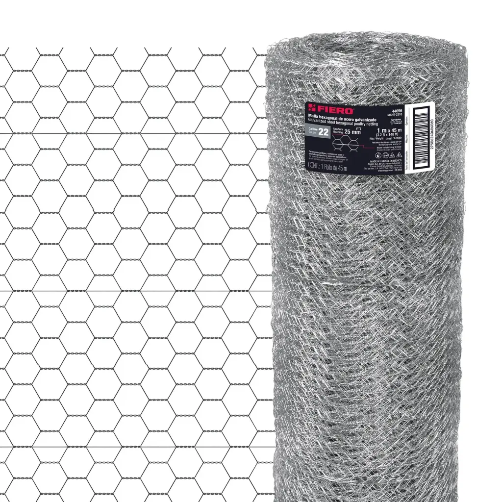[44656] Rollo malla hexagonal 1 m calibre 22 abertura 25 mm 45 mtrs