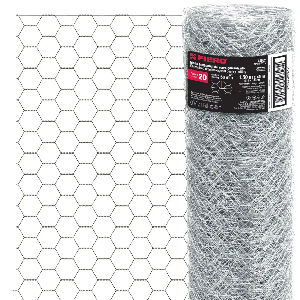[44662] Rollo malla hexagonal 1.5 m calibre 20 abertura 50 mm 45 mtrs