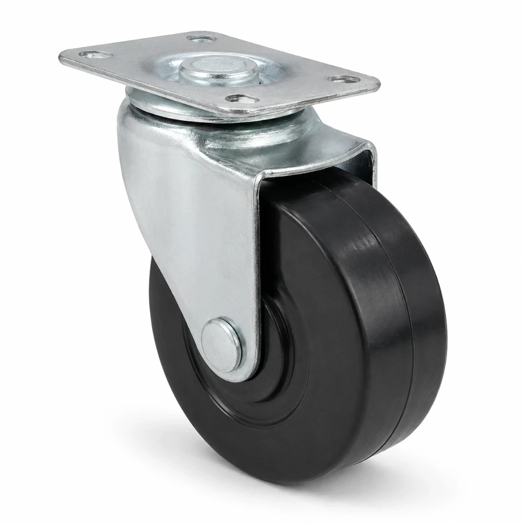 [26-4050-406414] Rodaja plana hule 2 1/2" con placa giratoria | Rueda