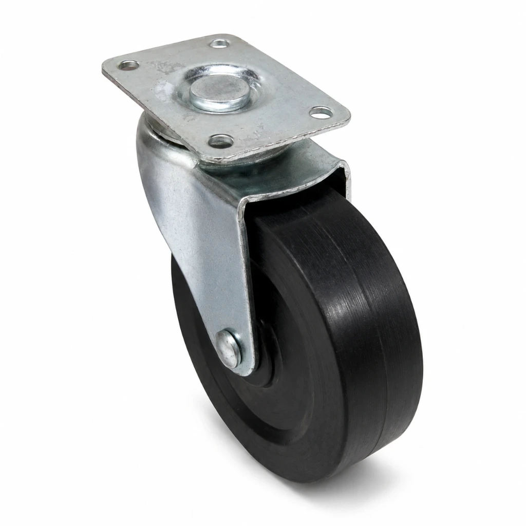 [26-4050-407610] Rodaja plana hule 3" con placa giratoria | Rueda