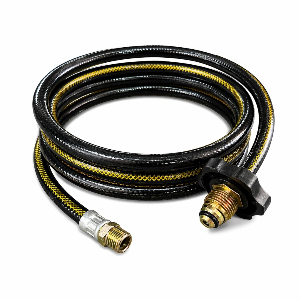 [NEGARM143] Manguera para gas 3m negra uso rudo con P.P y Tuerca Izq.  Psi 1/4