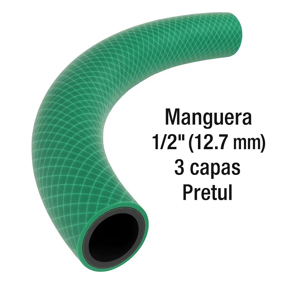 [25046-1] Metro manguera 1/2" verde 3 capas | Pretul