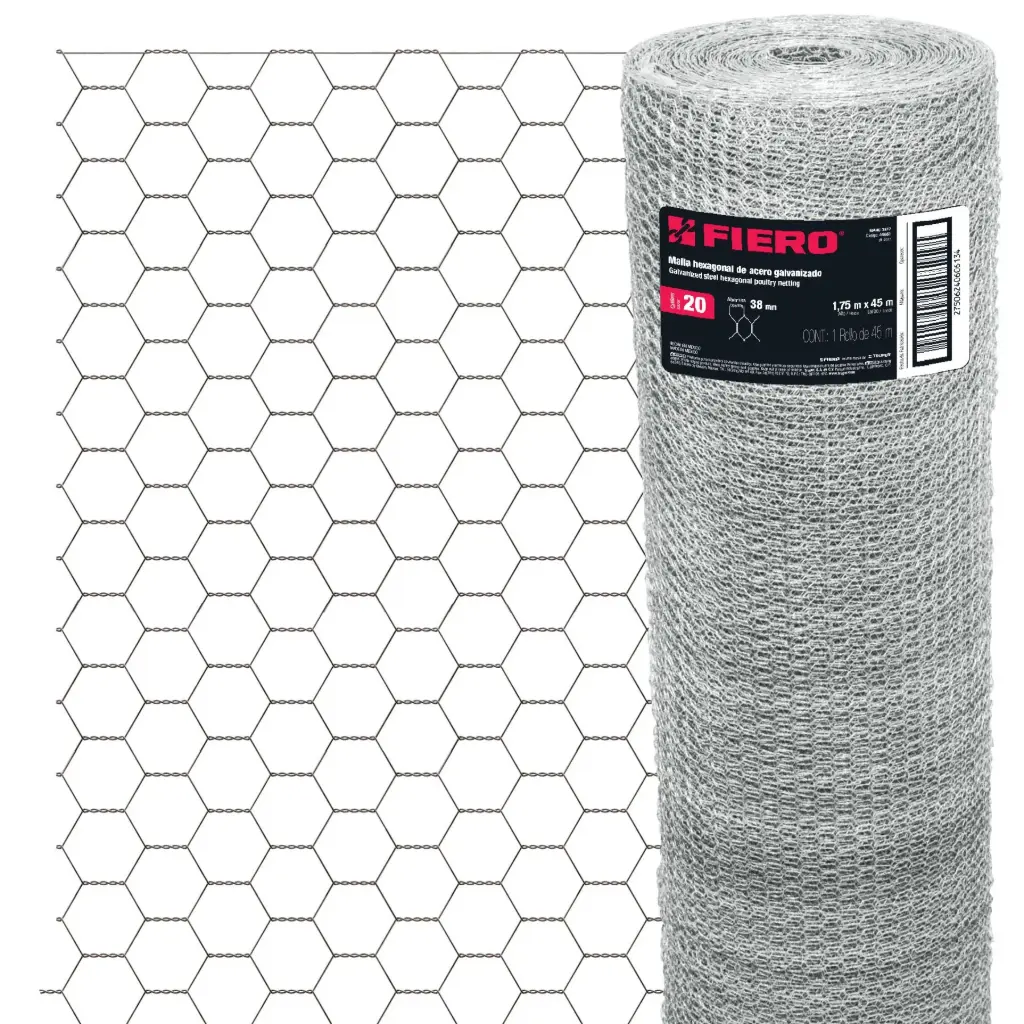 Rollo malla hexagonal 1.75 m calibre 20 abertura 38 mm 45 mtrs