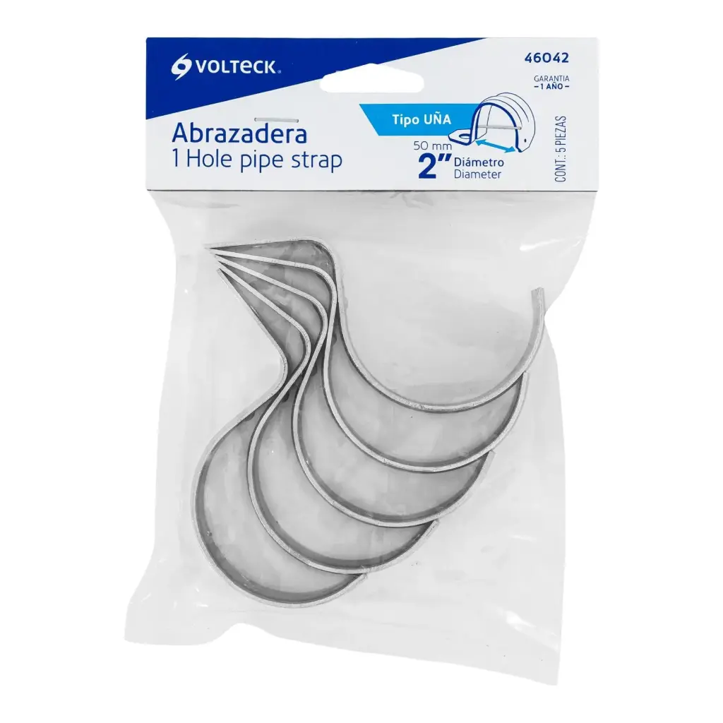 [46042] Bolsa abrazadera uña 2" con 5 pzas pared delgada | Volteck