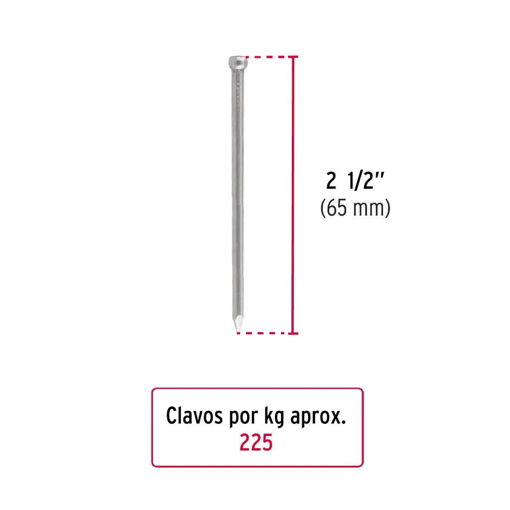 Kilo clavo 2-1/2" s/cab para madera | Fiero