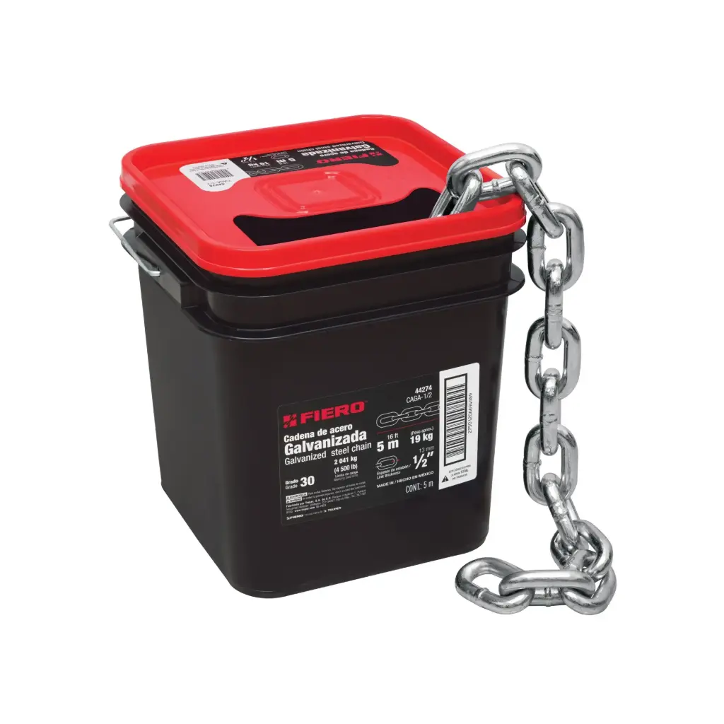 Cubeta cadena 3/16 galvanizada 25 kg 65 mtrs | Fiero