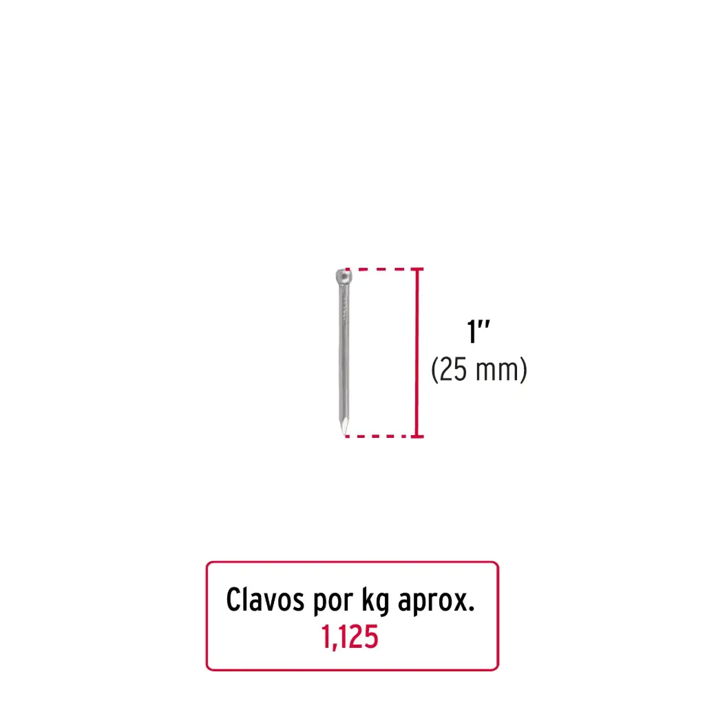 Kilo clavo 1" s/cab para madera | Fiero