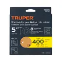 Paquete de Lija 5" grano 400 con 5 discos 8 perforaciones madera | Truper