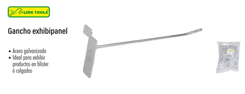 [6066] PAQ- GANCHO EXHIBIPANEL 6" LION TOOLS 25pz