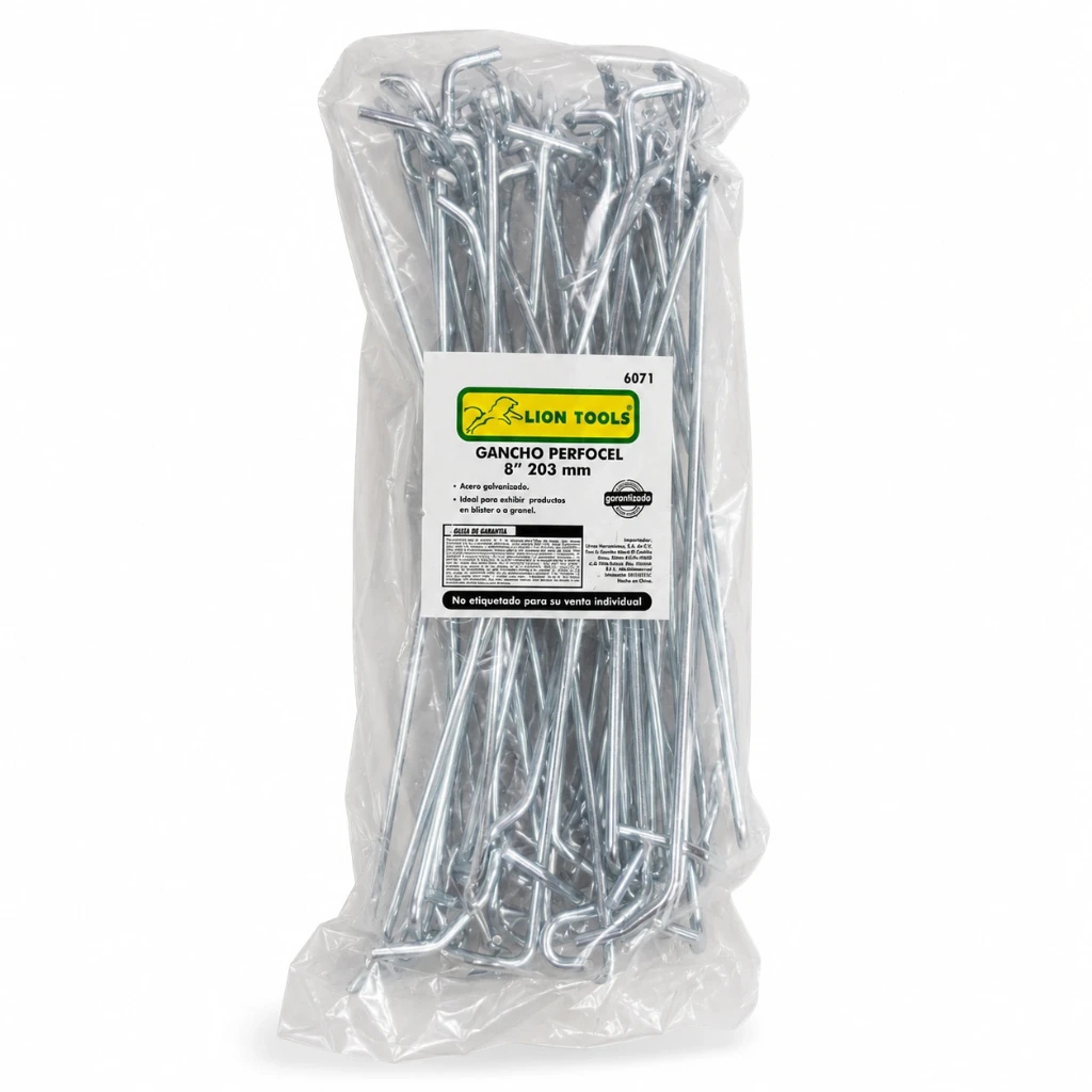 [6071] Paq Gancho perfocel 8" con 25pz lion tools