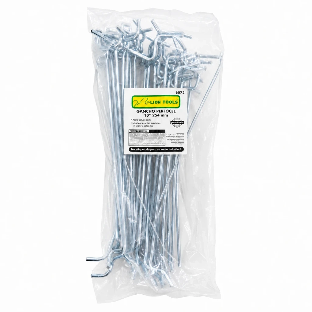 [6072] Paq Gancho perfocel 10" con 25pz lion tools