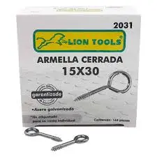 [2031] Caja con armella cerrada 15 x 30 | Lion Tools con 144 pzas