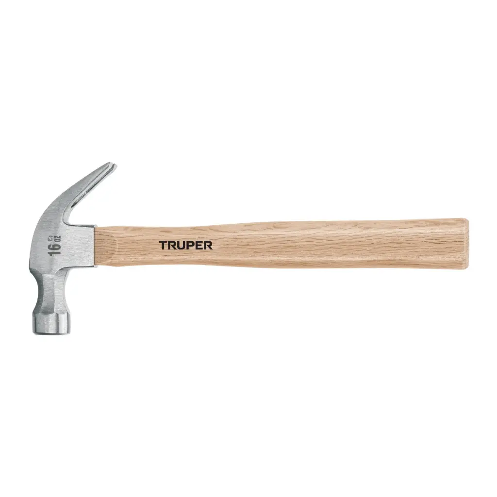 Martillo pulido 16 oz uña curva mango madera  | Truper