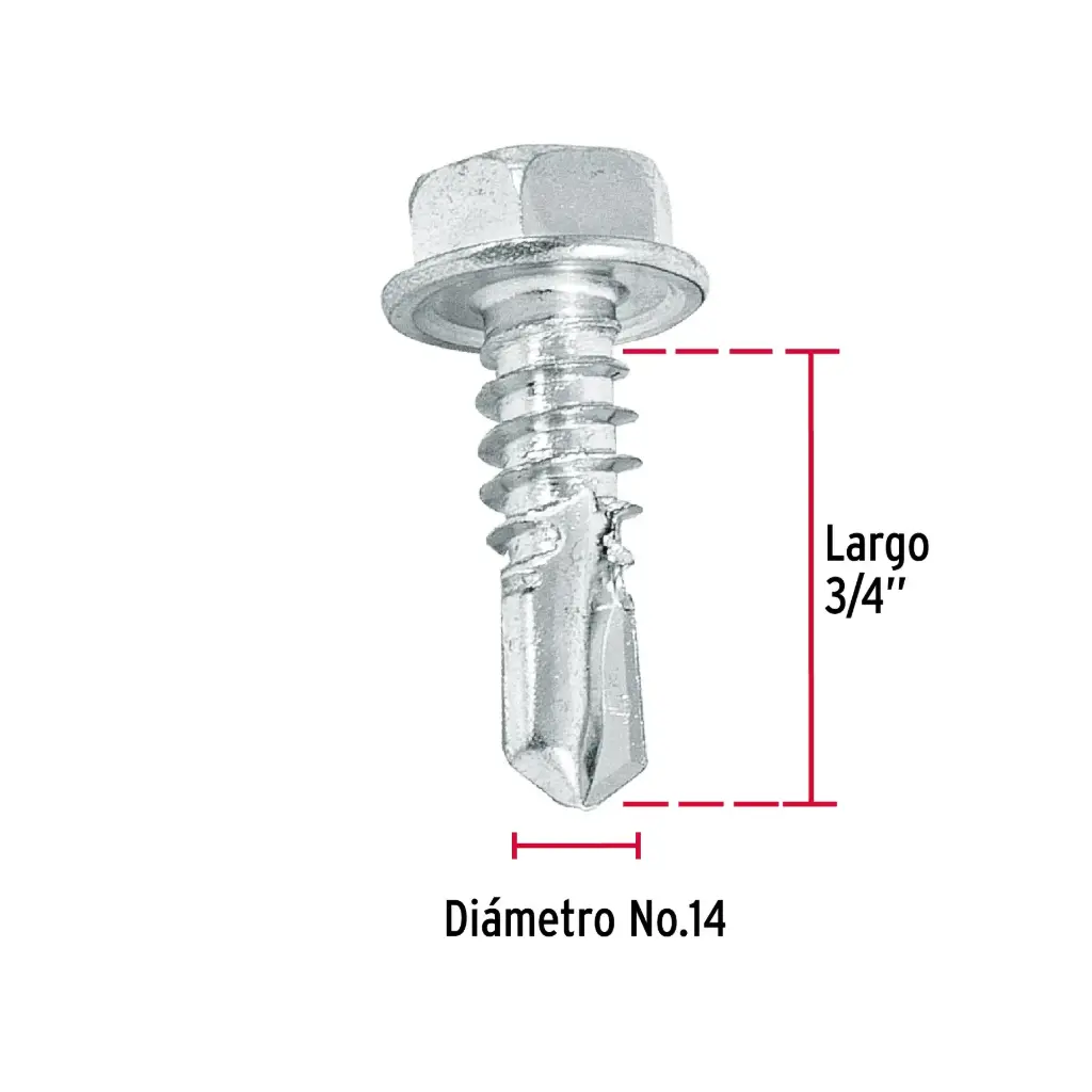 Pija #14 x 3/4 Punta de broca hexagonal 1 pza Tornillo | Fiero
