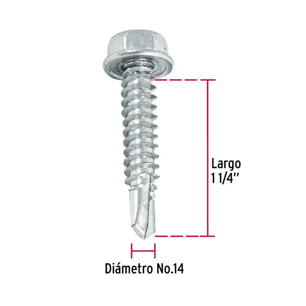 Pija #14 x 1 1/4 Punta de broca hexagonal 1 pza Tornillo | Fiero