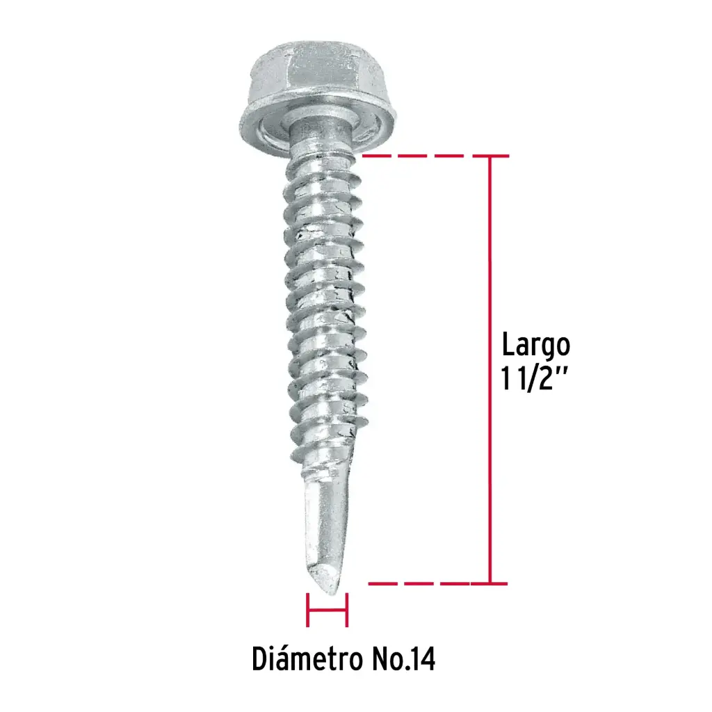 Pija #14 x 1 1/2 Punta de broca hexagonal 1 pza Tornillo | Fiero