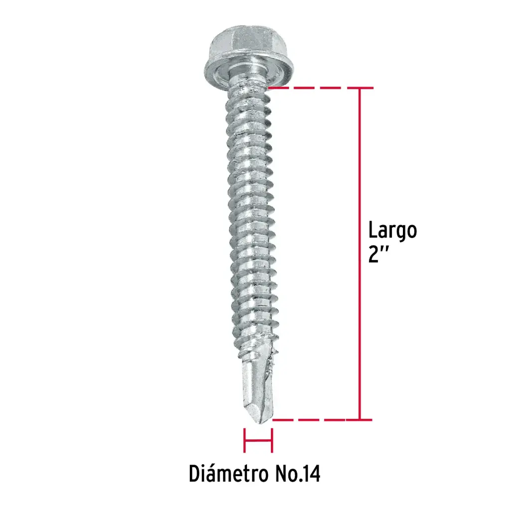 Pija #14 x 2 Punta de broca hexagonal 1 pza Tornillo | Fiero