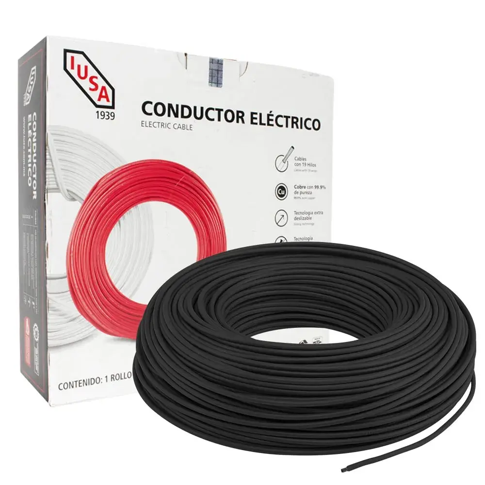 Rollo cable #16 negro THW-LS 100 m | IUSA Electrico