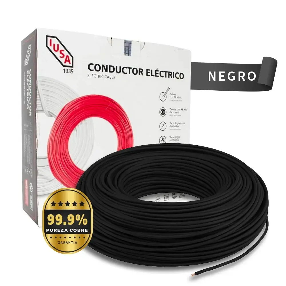 Rollo cable #12 negro THW-LS 100 m | IUSA Electrico