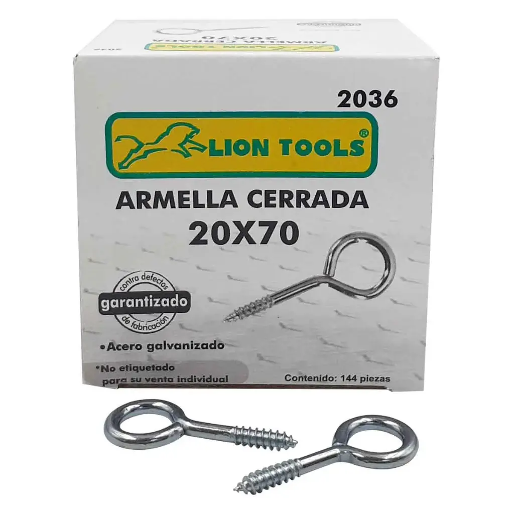 [2038] Caja con armella cerrada 22 x 90 | Lion Tools con 144 pzas