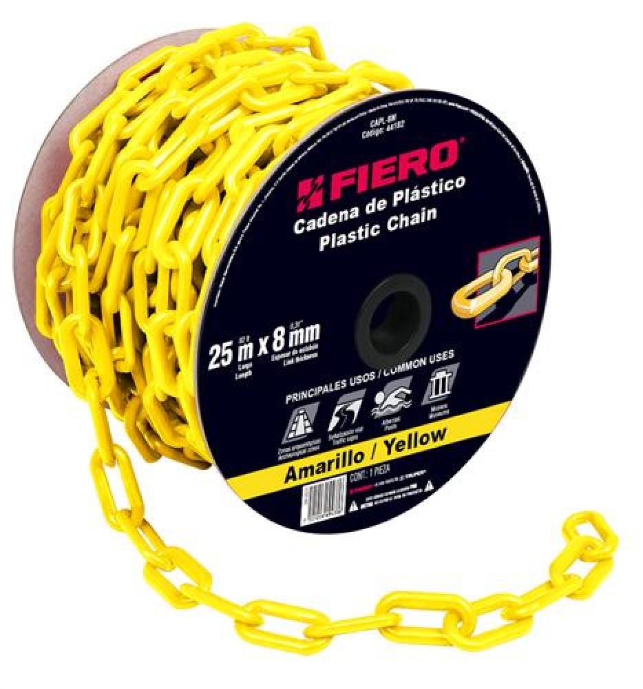 [44182] Rollo cadena de plástico 8 mm amarillo 25 mtrs | Fiero