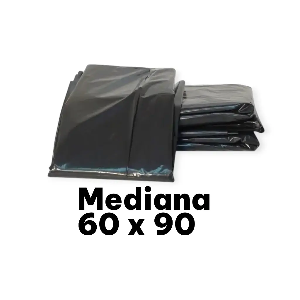 Bulto bolsa negra mediana 60 x 90 para basura con 25 kg