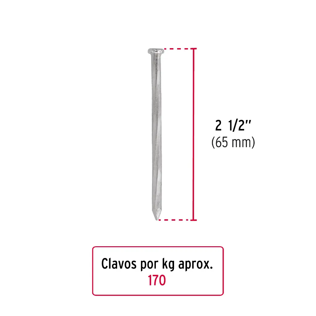 Kilo de clavo 2-1/2" para concreto galvanizado | Fiero