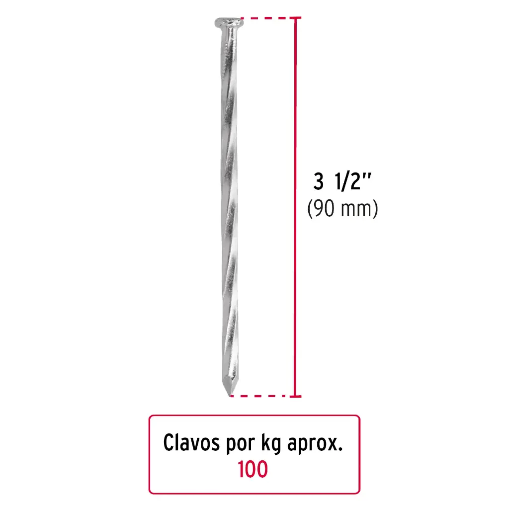 Kilo de clavo 3" para concreto galvanizado | Fiero